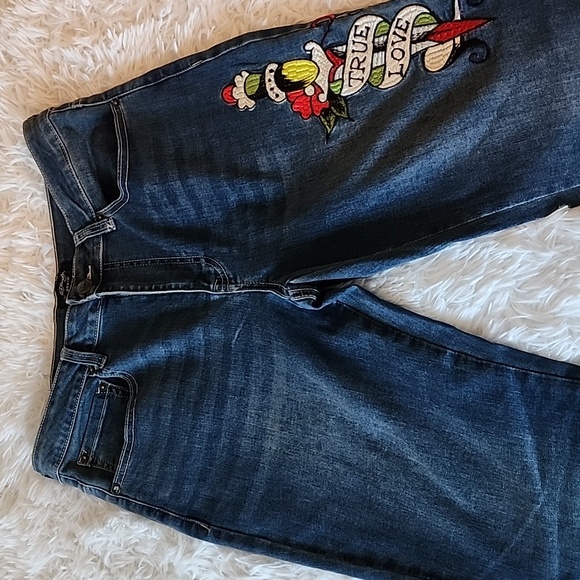 Ed Hardy  Denim Jeans with Gold and Red Logo - Picture 2 of 12